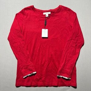 Burberry Girls Military Red Round Neck Long Sleeve‎ Classic T Shirt Size 10Y